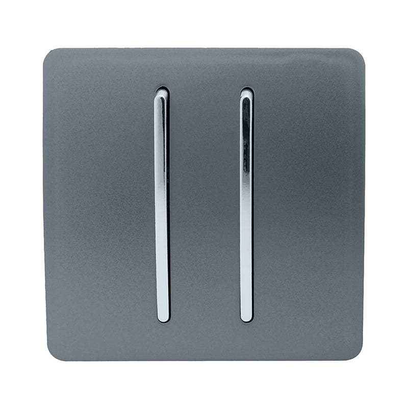 Load image into Gallery viewer, Trendi Switch ART-SS29WG, Artistic Modern 2 Gang (1x2 Way, 1xIntermediate) 10 Amp Rocker Warm Grey Finish, BRITISH MADE, (25mm Back Box Required), 5yrs Warranty - 53993
