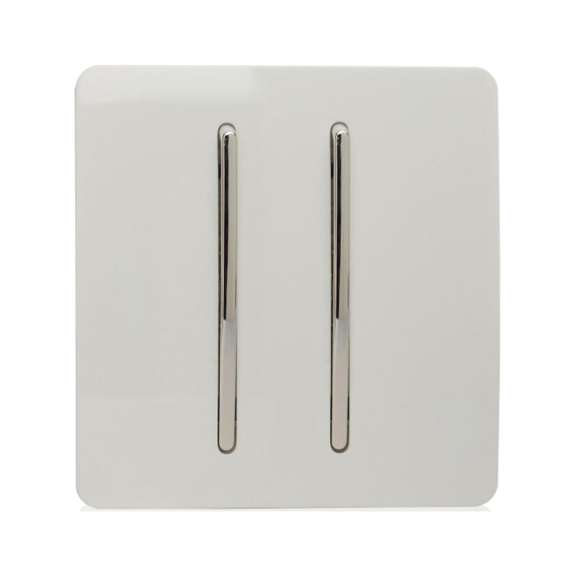 Load image into Gallery viewer, Trendi Switch ART-SS29WH, Artistic Modern 2 Gang (1x2 Way, 1xIntermediate) 10 Amp Rocker Gloss White Finish, BRITISH MADE, (25mm Back Box Required), 5yrs Warranty - 43890
