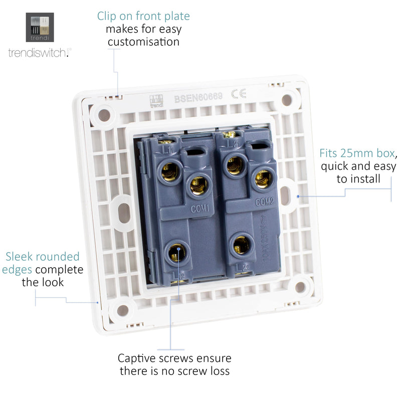 Load image into Gallery viewer, Trendi Switch ART-SS4CPR, Artistic Modern 2 Gang 2 Way 10 Amp Rocker Copper Finish, BRITISH MADE, (25mm Back Box Required), 5yrs Warranty - 54034
