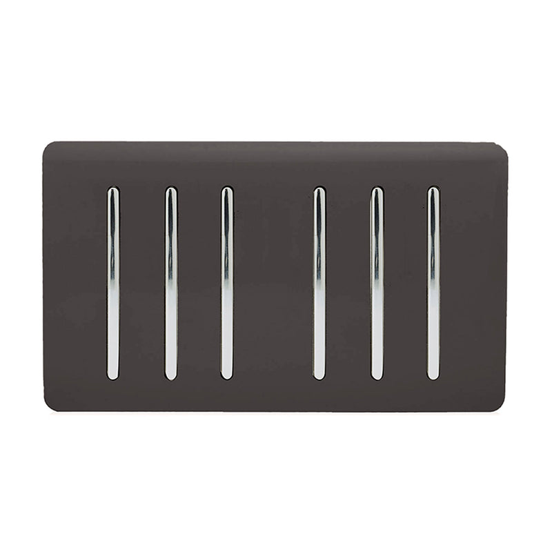 Load image into Gallery viewer, Trendi Switch ART-SS66DB, Artistic Modern 6 Gang 2 Way 10 Amp Rocker Twin Plate Dark Brown Finish, BRITISH MADE, (35mm Back Box Required), 5yrs Warranty - 54053
