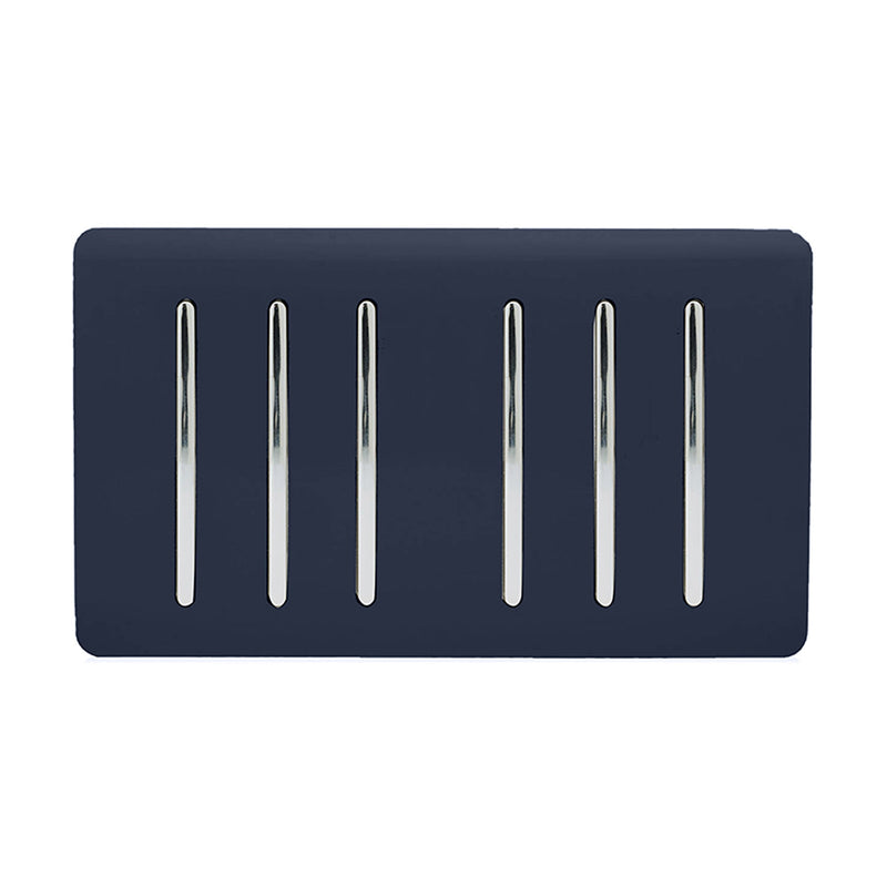 Load image into Gallery viewer, Trendi Switch ART-SS66NV, Artistic Modern 6 Gang 2 Way 10 Amp Rocker Twin Plate Navy Blue Finish, BRITISH MADE, (35mm Back Box Required), 5yrs Warranty - 54058
