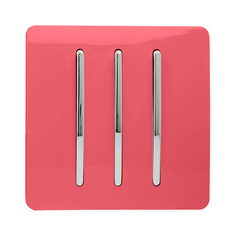Load image into Gallery viewer, Trendi Switch ART-SS6SB, Artistic Modern 3 Gang 2 Way 10 Amp Rocker Strawberry Finish, BRITISH MADE, (25mm Back Box Required), 5yrs Warranty - 54081
