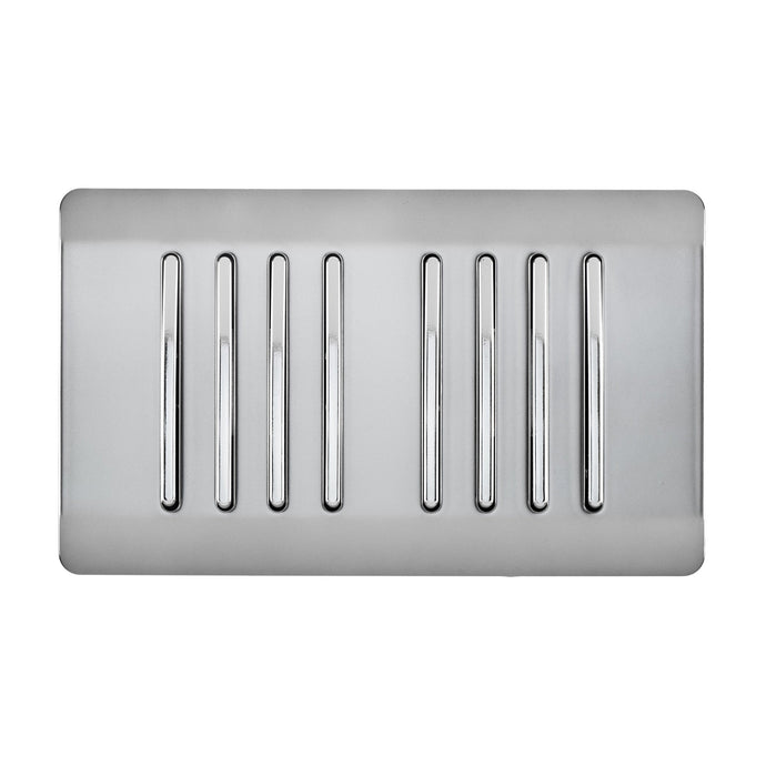 Trendi Switch ART-SS88BS, Artistic Modern 8 Gang 2 Way 10 Amp Rocker Twin Plate Brushed Steel Finish, BRITISH MADE, (35mm Back Box Required), 5yrs Warranty - 54084