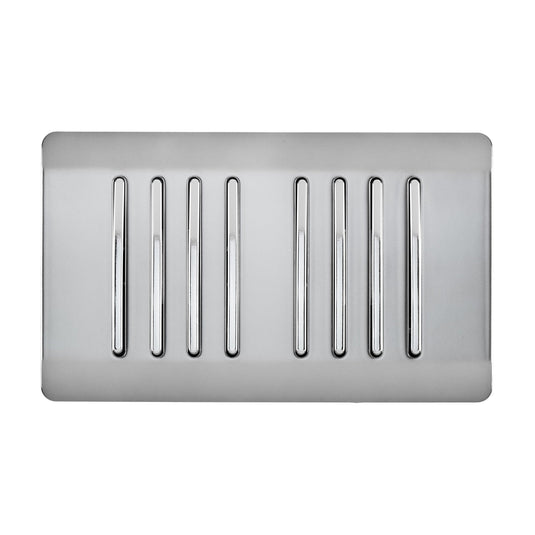 Trendi Switch ART-SS88BS, Artistic Modern 8 Gang 2 Way 10 Amp Rocker Twin Plate Brushed Steel Finish, BRITISH MADE, (35mm Back Box Required), 5yrs Warranty - 54084