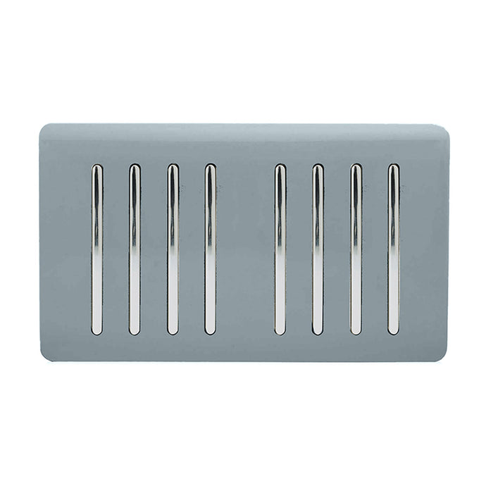 Trendi Switch ART-SS88CG, Artistic Modern 8 Gang 2 Way 10 Amp Rocker Twin Plate Cool Grey Finish, BRITISH MADE, (35mm Back Box Required), 5yrs Warranty - 54086