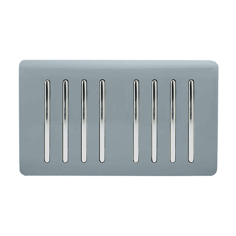 Load image into Gallery viewer, Trendi Switch ART-SS88CG, Artistic Modern 8 Gang 2 Way 10 Amp Rocker Twin Plate Cool Grey Finish, BRITISH MADE, (35mm Back Box Required), 5yrs Warranty - 54086

