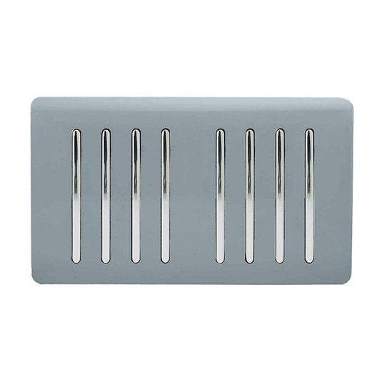 Trendi Switch ART-SS88CG, Artistic Modern 8 Gang 2 Way 10 Amp Rocker Twin Plate Cool Grey Finish, BRITISH MADE, (35mm Back Box Required), 5yrs Warranty - 54086
