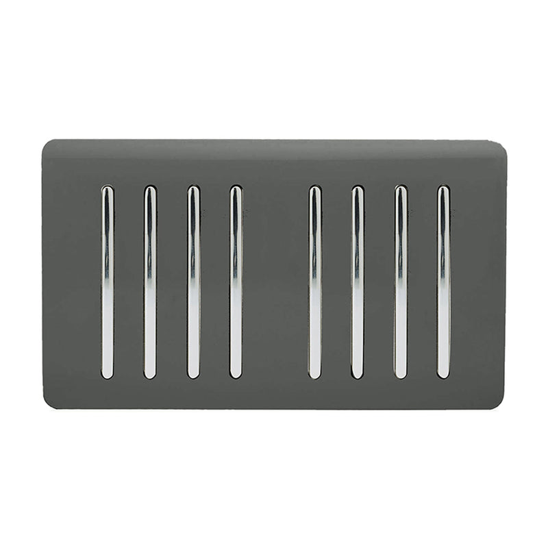 Load image into Gallery viewer, Trendi Switch ART-SS88CH, Artistic Modern 8 Gang 2 Way 10 Amp Rocker Twin Plate Charcoal Finish, BRITISH MADE, (35mm Back Box Required), 5yrs Warranty - 54087
