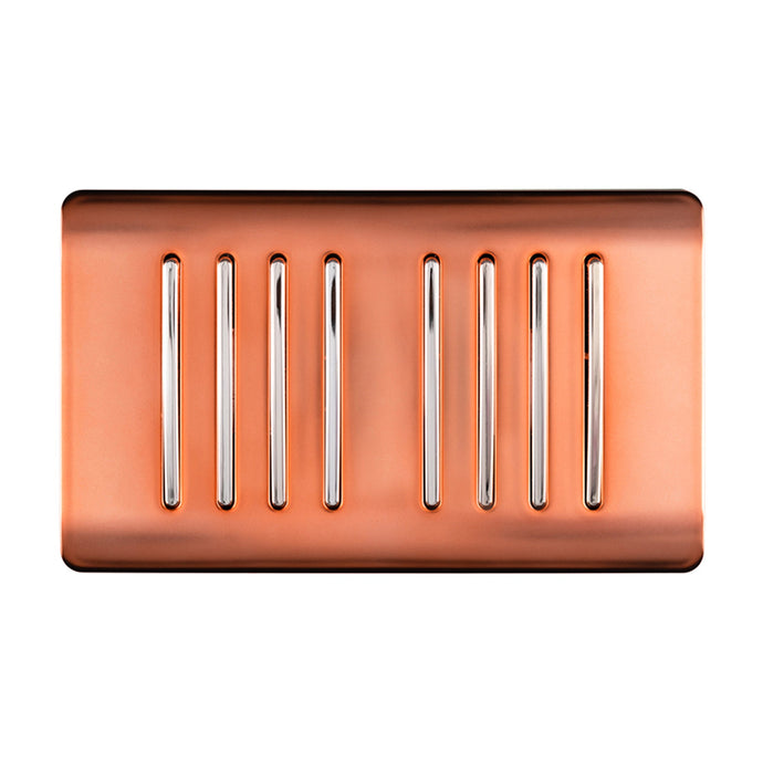 Trendi Switch ART-SS88CPR, Artistic Modern 8 Gang 2 Way 10 Amp Rocker Twin Plate Copper Finish, BRITISH MADE, (35mm Back Box Required), 5yrs Warranty - 54088