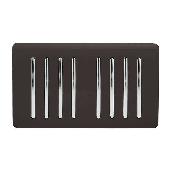 Trendi Switch ART-SS88DB, Artistic Modern 8 Gang 2 Way 10 Amp Rocker Twin Plate Dark Brown Finish, BRITISH MADE, (35mm Back Box Required), 5yrs Warranty - 54089