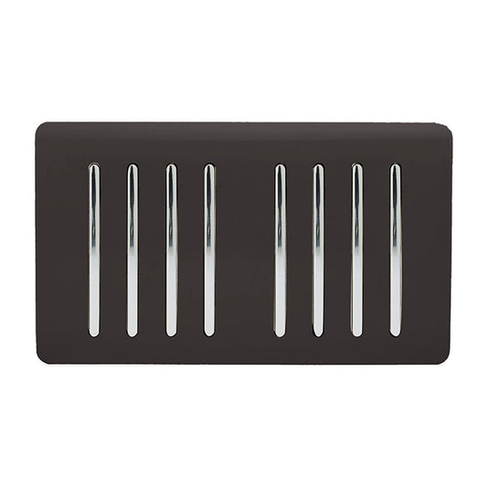 Trendi Switch ART-SS88DB, Artistic Modern 8 Gang 2 Way 10 Amp Rocker Twin Plate Dark Brown Finish, BRITISH MADE, (35mm Back Box Required), 5yrs Warranty - 54089