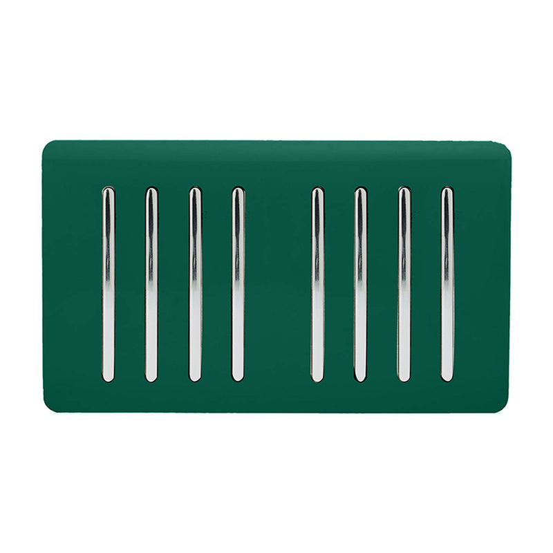 Load image into Gallery viewer, Trendi Switch ART-SS88DG, Artistic Modern 8 Gang 2 Way 10 Amp Rocker Twin Plate Dark Green Finish, BRITISH MADE, (35mm Back Box Required), 5yrs Warranty - 54090
