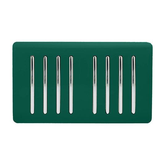 Trendi Switch ART-SS88DG, Artistic Modern 8 Gang 2 Way 10 Amp Rocker Twin Plate Dark Green Finish, BRITISH MADE, (35mm Back Box Required), 5yrs Warranty - 54090