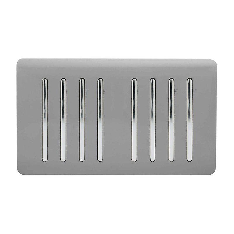Load image into Gallery viewer, Trendi Switch ART-SS88LG, Artistic Modern 8 Gang 2 Way 10 Amp Rocker Twin Plate Light Grey Finish, BRITISH MADE, (35mm Back Box Required), 5yrs Warranty - 54091
