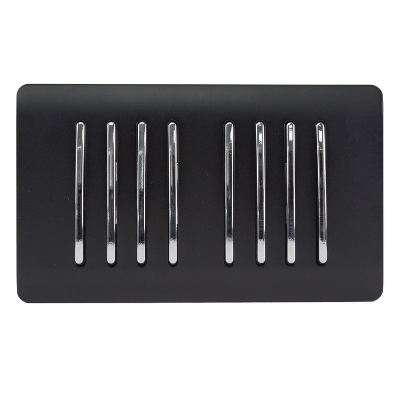 Load image into Gallery viewer, Trendi Switch ART-SS88MBK, Artistic Modern 8 Gang 2 Way 10 Amp Rocker Twin Plate Matt Black Finish, BRITISH MADE, (35mm Back Box Required), 5yrs Warranty - 43906

