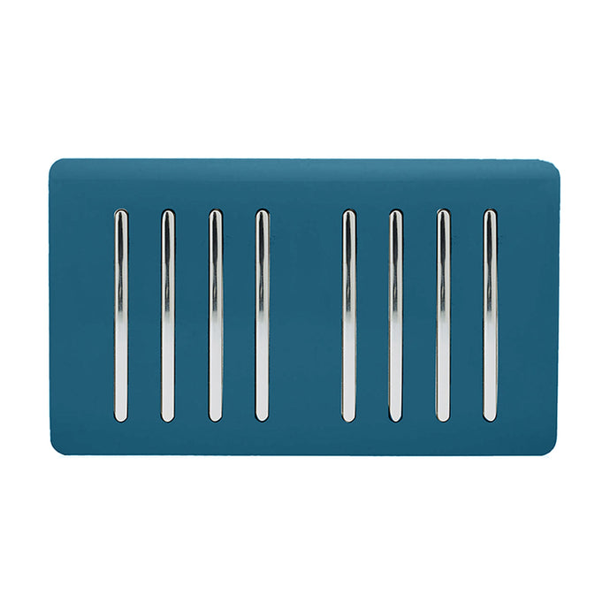 Trendi Switch ART-SS88MD, Artistic Modern 8 Gang 2 Way 10 Amp Rocker Twin Plate Midnight Blue Finish, BRITISH MADE, (35mm Back Box Required), 5yrs Warranty - 54092