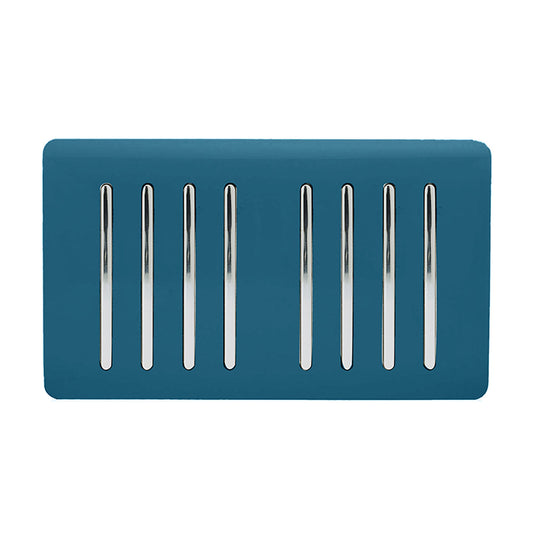 Trendi Switch ART-SS88MD, Artistic Modern 8 Gang 2 Way 10 Amp Rocker Twin Plate Midnight Blue Finish, BRITISH MADE, (35mm Back Box Required), 5yrs Warranty - 54092