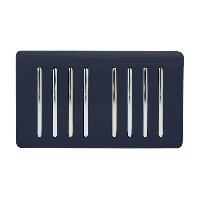 Trendi Switch ART-SS88NV, Artistic Modern 8 Gang 2 Way 10 Amp Rocker Twin Plate Navy Blue Finish, BRITISH MADE, (35mm Back Box Required), 5yrs Warranty - 54094