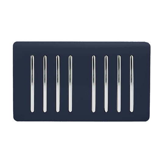 Trendi Switch ART-SS88NV, Artistic Modern 8 Gang 2 Way 10 Amp Rocker Twin Plate Navy Blue Finish, BRITISH MADE, (35mm Back Box Required), 5yrs Warranty - 54094