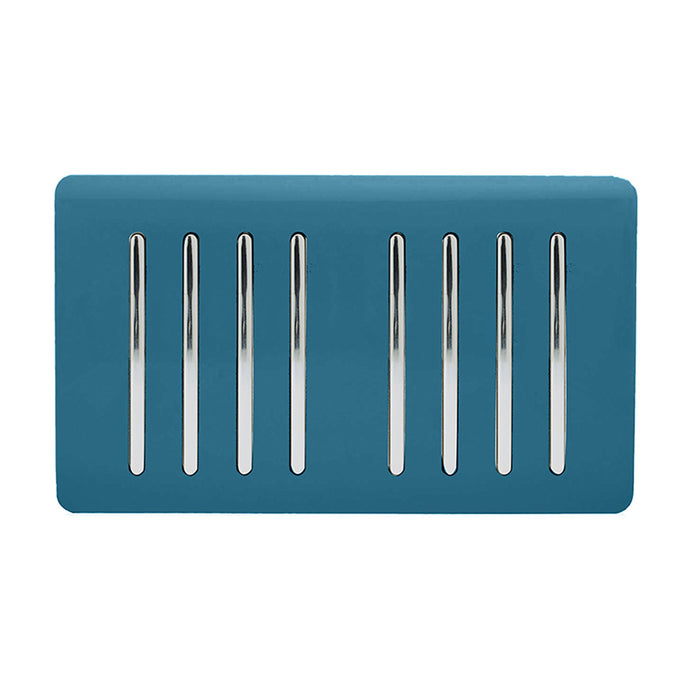 Trendi Switch ART-SS88OB, Artistic Modern 8 Gang 2 Way 10 Amp Rocker Twin Plate Ocean Blue Finish, BRITISH MADE, (35mm Back Box Required), 5yrs Warranty - 54095