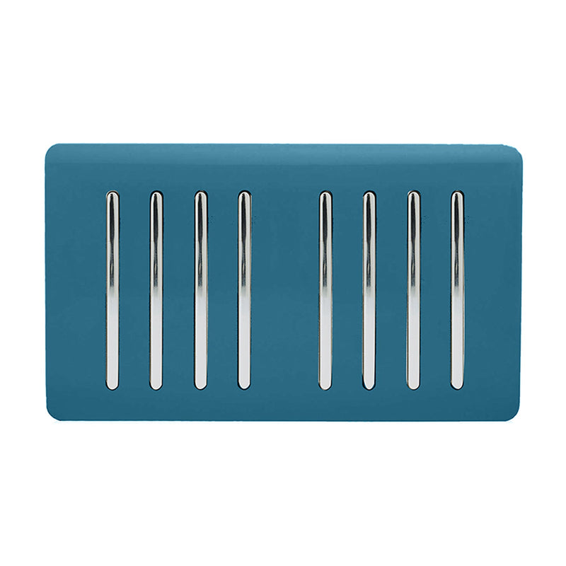 Load image into Gallery viewer, Trendi Switch ART-SS88OB, Artistic Modern 8 Gang 2 Way 10 Amp Rocker Twin Plate Ocean Blue Finish, BRITISH MADE, (35mm Back Box Required), 5yrs Warranty - 54095
