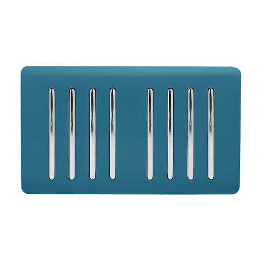 Trendi Switch ART-SS88OB, Artistic Modern 8 Gang 2 Way 10 Amp Rocker Twin Plate Ocean Blue Finish, BRITISH MADE, (35mm Back Box Required), 5yrs Warranty - 54095