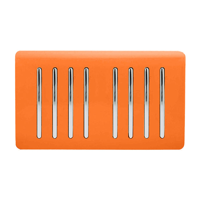 Trendi Switch ART-SS88OR, Artistic Modern 8 Gang 2 Way 10 Amp Rocker Twin Plate Orange Finish, BRITISH MADE, (35mm Back Box Required), 5yrs Warranty - 54096