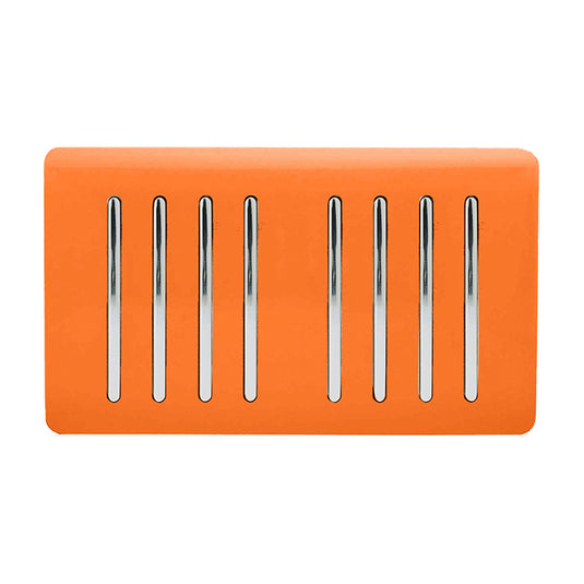 Trendi Switch ART-SS88OR, Artistic Modern 8 Gang 2 Way 10 Amp Rocker Twin Plate Orange Finish, BRITISH MADE, (35mm Back Box Required), 5yrs Warranty - 54096