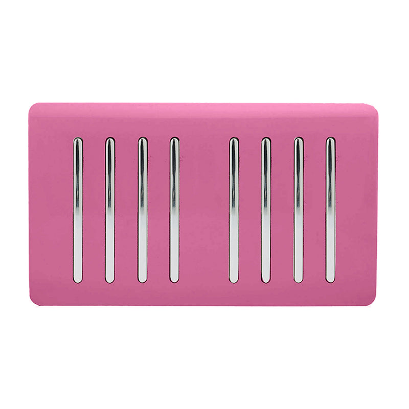 Load image into Gallery viewer, Trendi Switch ART-SS88PK, Artistic Modern 8 Gang 2 Way 10 Amp Rocker Twin Plate Pink Finish, BRITISH MADE, (35mm Back Box Required), 5yrs Warranty - 54097

