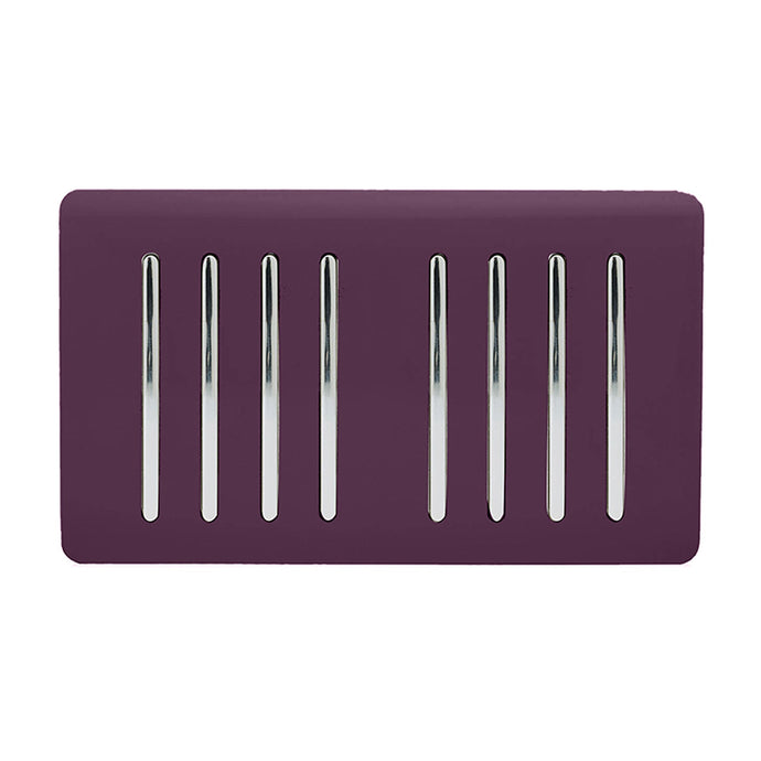 Trendi Switch ART-SS88PL, Artistic Modern 8 Gang 2 Way 10 Amp Rocker Twin Plate Plum Finish, BRITISH MADE, (35mm Back Box Required), 5yrs Warranty - 54098