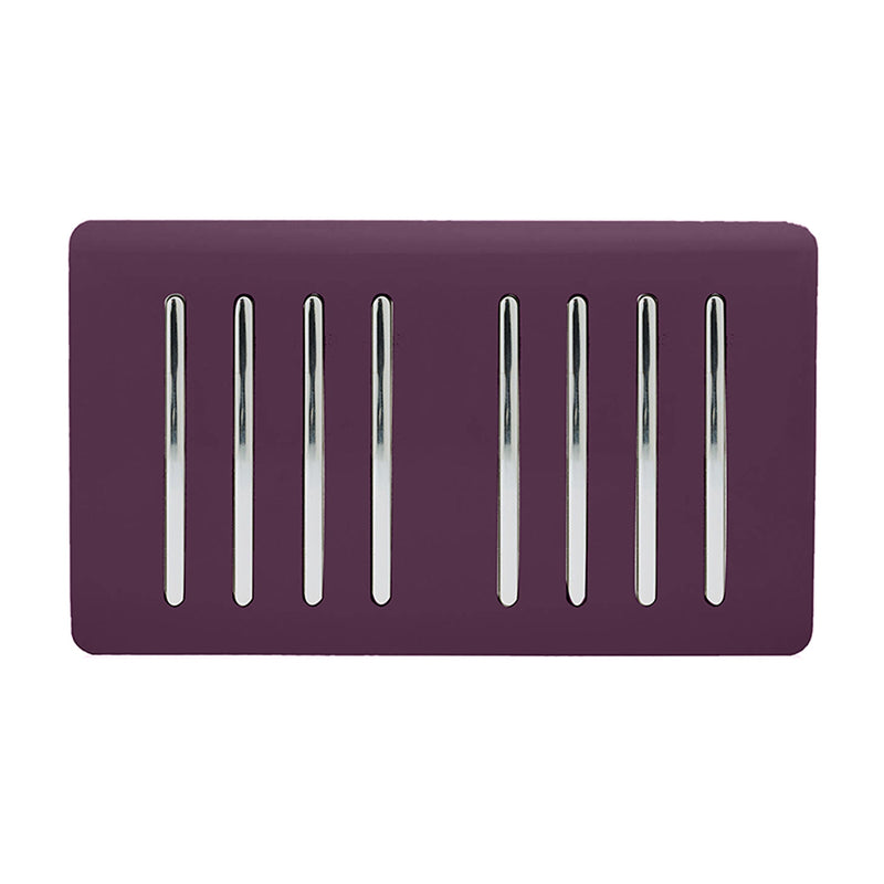 Load image into Gallery viewer, Trendi Switch ART-SS88PL, Artistic Modern 8 Gang 2 Way 10 Amp Rocker Twin Plate Plum Finish, BRITISH MADE, (35mm Back Box Required), 5yrs Warranty - 54098
