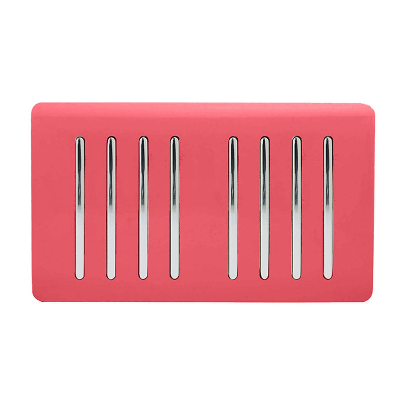 Load image into Gallery viewer, Trendi Switch ART-SS88SB, Artistic Modern 8 Gang 2 Way 10 Amp Rocker Twin Plate Strawberry Finish, BRITISH MADE, (35mm Back Box Required), 5yrs Warranty - 54099
