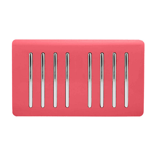 Trendi Switch ART-SS88SB, Artistic Modern 8 Gang 2 Way 10 Amp Rocker Twin Plate Strawberry Finish, BRITISH MADE, (35mm Back Box Required), 5yrs Warranty - 54099