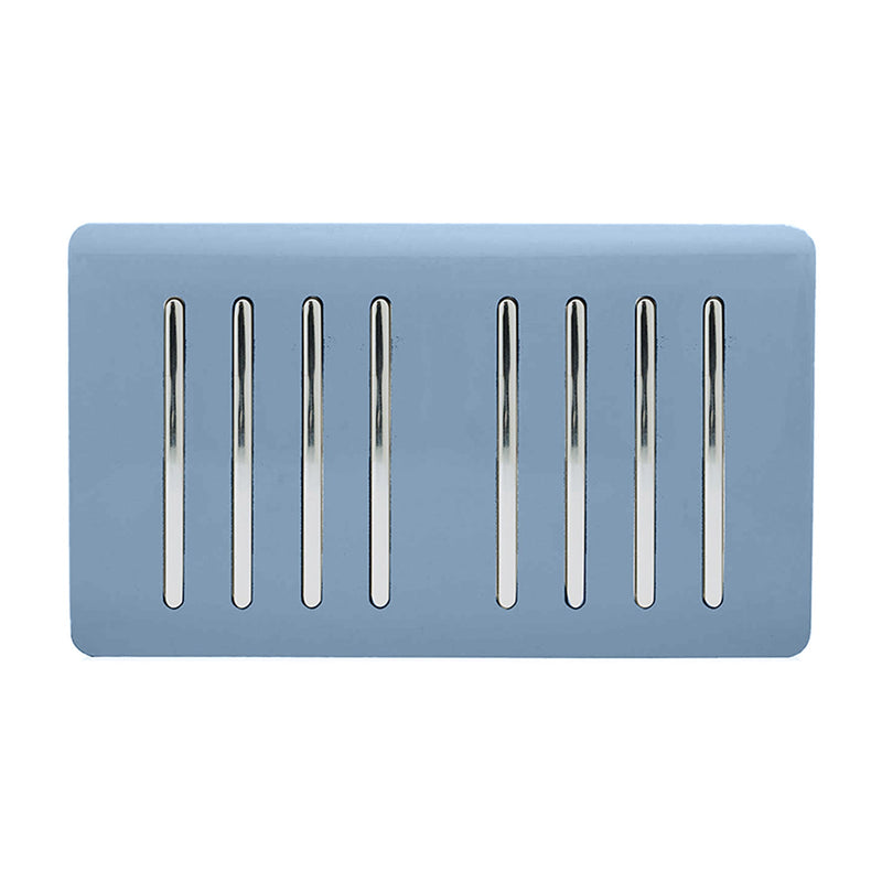 Load image into Gallery viewer, Trendi Switch ART-SS88SK, Artistic Modern 8 Gang 2 Way 10 Amp Rocker Twin Plate Sky Finish, BRITISH MADE, (35mm Back Box Required), 5yrs Warranty - 54100
