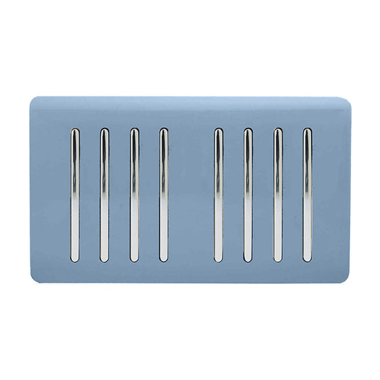 Trendi Switch ART-SS88SK, Artistic Modern 8 Gang 2 Way 10 Amp Rocker Twin Plate Sky Finish, BRITISH MADE, (35mm Back Box Required), 5yrs Warranty - 54100