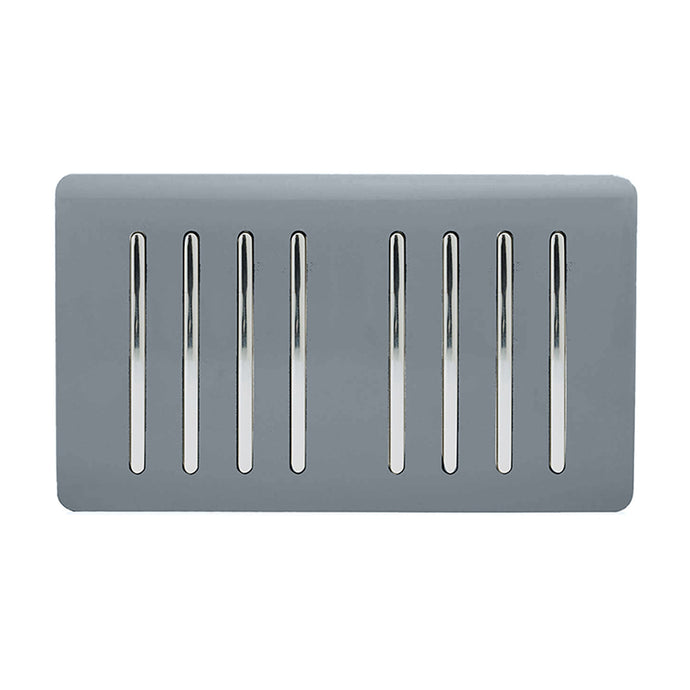 Trendi Switch ART-SS88WG, Artistic Modern 8 Gang 2 Way 10 Amp Rocker Twin Plate Warm Grey Finish, BRITISH MADE, (35mm Back Box Required), 5yrs Warranty - 54101