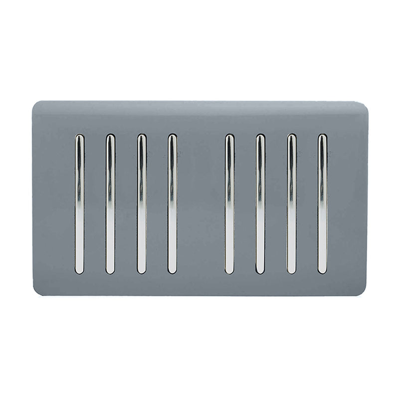 Load image into Gallery viewer, Trendi Switch ART-SS88WG, Artistic Modern 8 Gang 2 Way 10 Amp Rocker Twin Plate Warm Grey Finish, BRITISH MADE, (35mm Back Box Required), 5yrs Warranty - 54101
