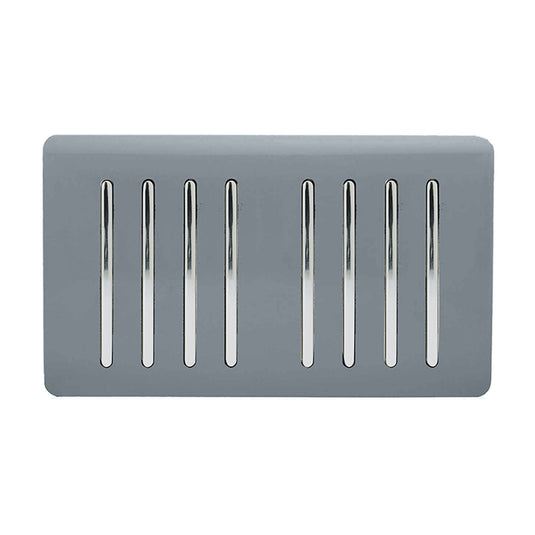 Trendi Switch ART-SS88WG, Artistic Modern 8 Gang 2 Way 10 Amp Rocker Twin Plate Warm Grey Finish, BRITISH MADE, (35mm Back Box Required), 5yrs Warranty - 54101