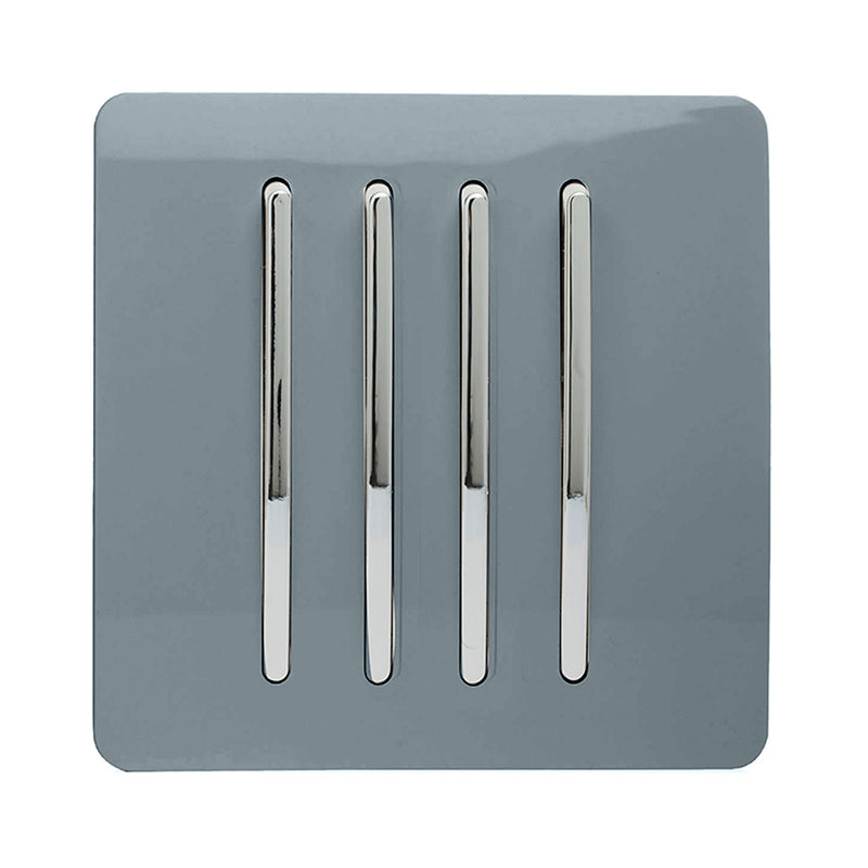 Load image into Gallery viewer, Trendi Switch ART-SS8CG, Artistic Modern 4 Gang 2 Way 10 Amp Rocker Cool Grey Finish, BRITISH MADE, (25mm Back Box Required), 5yrs Warranty - 54104
