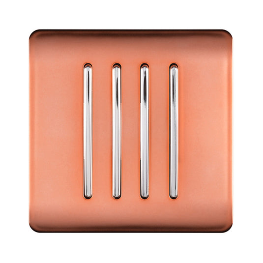 Trendi Switch ART-SS8CPR, Artistic Modern 4 Gang 2 Way 10 Amp Rocker Copper Finish, BRITISH MADE, (25mm Back Box Required), 5yrs Warranty - 54106