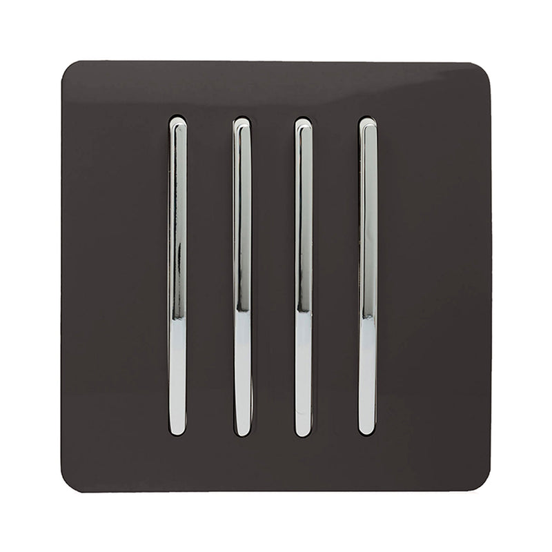 Load image into Gallery viewer, Trendi Switch ART-SS8DB, Artistic Modern 4 Gang 2 Way 10 Amp Rocker Dark Brown Finish, BRITISH MADE, (25mm Back Box Required), 5yrs Warranty - 54107
