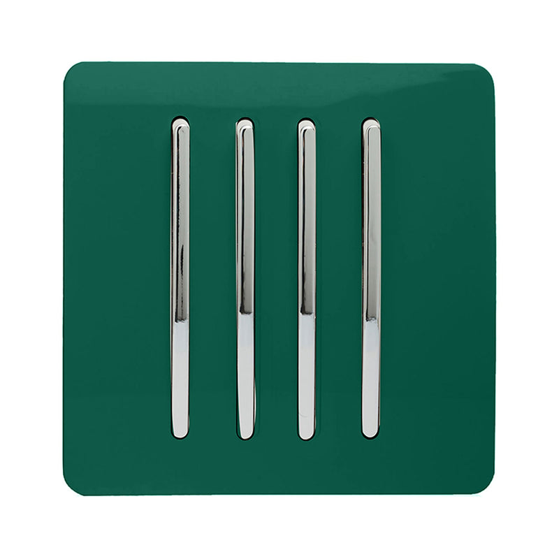 Load image into Gallery viewer, Trendi Switch ART-SS8DG, Artistic Modern 4 Gang 2 Way 10 Amp Rocker Dark Green Finish, BRITISH MADE, (25mm Back Box Required), 5yrs Warranty - 54108
