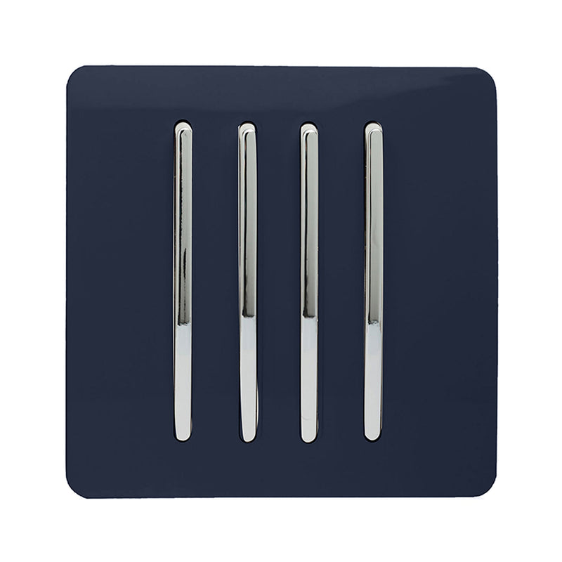 Load image into Gallery viewer, Trendi Switch ART-SS8NV, Artistic Modern 4 Gang 2 Way 10 Amp Rocker Navy Blue Finish, BRITISH MADE, (25mm Back Box Required), 5yrs Warranty - 54112

