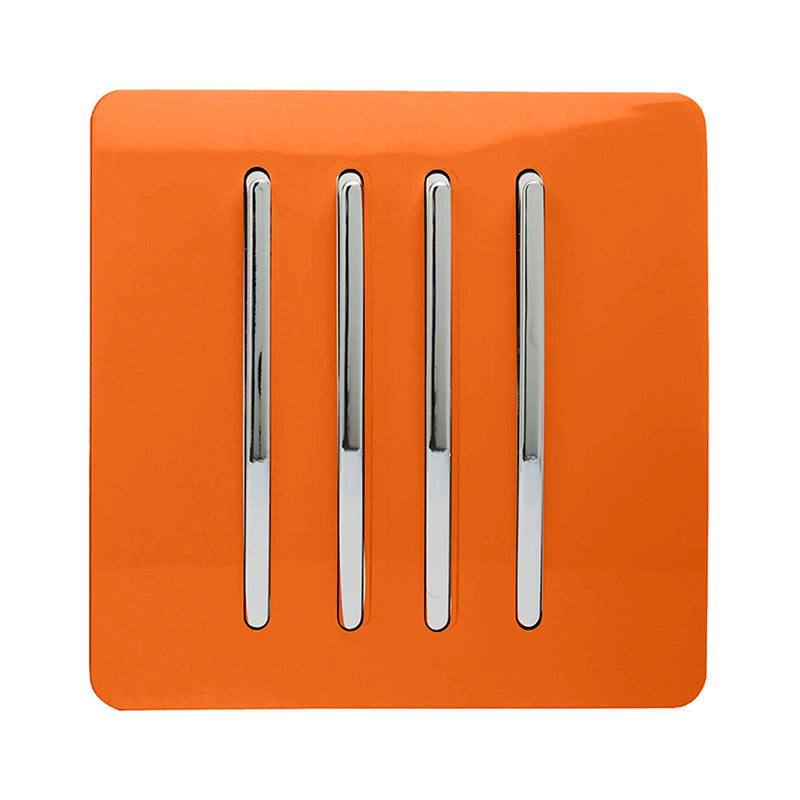 Load image into Gallery viewer, Trendi Switch ART-SS8OR, Artistic Modern 4 Gang 2 Way 10 Amp Rocker Orange Finish, BRITISH MADE, (25mm Back Box Required), 5yrs Warranty - 54114
