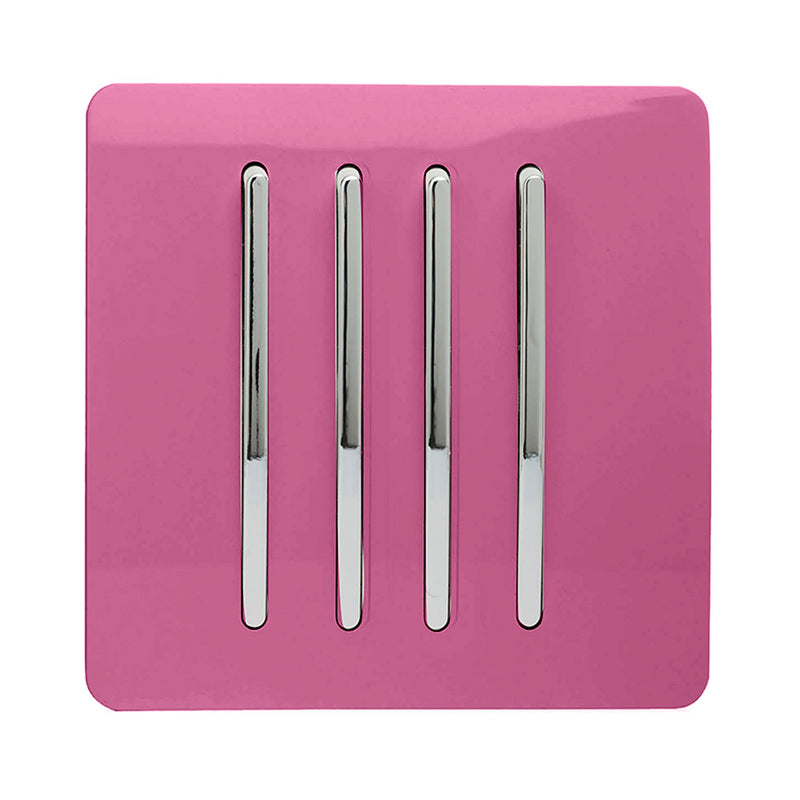 Load image into Gallery viewer, Trendi Switch ART-SS8PK, Artistic Modern 4 Gang 2 Way 10 Amp Rocker Pink Finish, BRITISH MADE, (25mm Back Box Required), 5yrs Warranty - 54115
