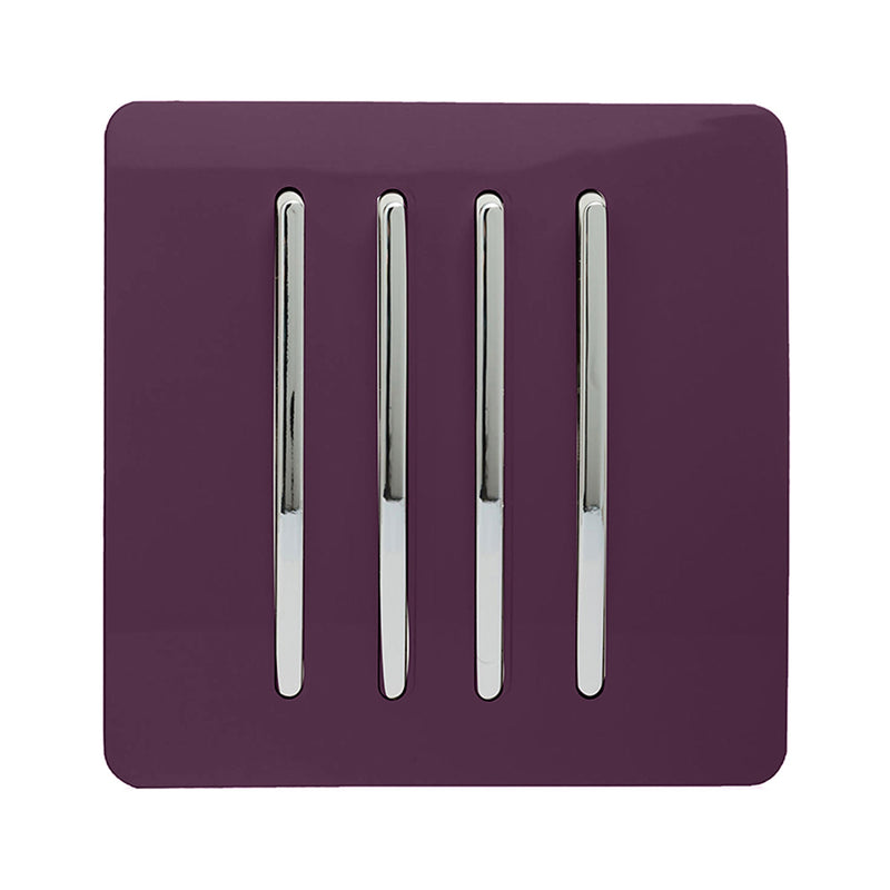Load image into Gallery viewer, Trendi Switch ART-SS8PL, Artistic Modern 4 Gang 2 Way 10 Amp Rocker Plum Finish, BRITISH MADE, (25mm Back Box Required), 5yrs Warranty - 54116
