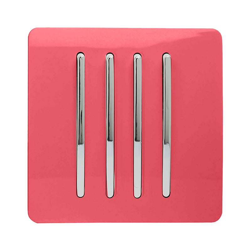 Load image into Gallery viewer, Trendi Switch ART-SS8SB, Artistic Modern 4 Gang 2 Way 10 Amp Rocker Strawberry Finish, BRITISH MADE, (25mm Back Box Required), 5yrs Warranty - 54117
