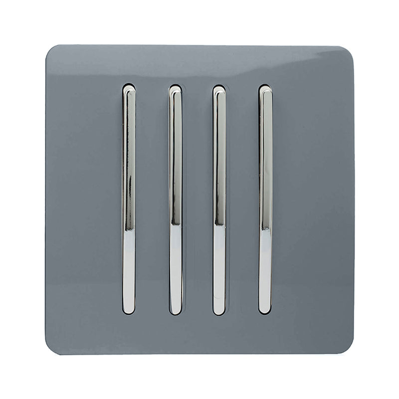 Load image into Gallery viewer, Trendi Switch ART-SS8WG, Artistic Modern 4 Gang 2 Way 10 Amp Rocker Warm Grey Finish, BRITISH MADE, (25mm Back Box Required), 5yrs Warranty - 54119
