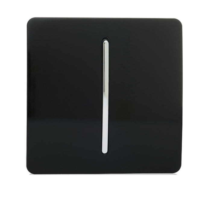 Trendi Switch ART-SSR1BK, Artistic Modern 1 Gang Retractive Home Auto.Switch Gloss Black Finish, BRITISH MADE, (25mm Back Box Required), 5yrs Warranty - 43921