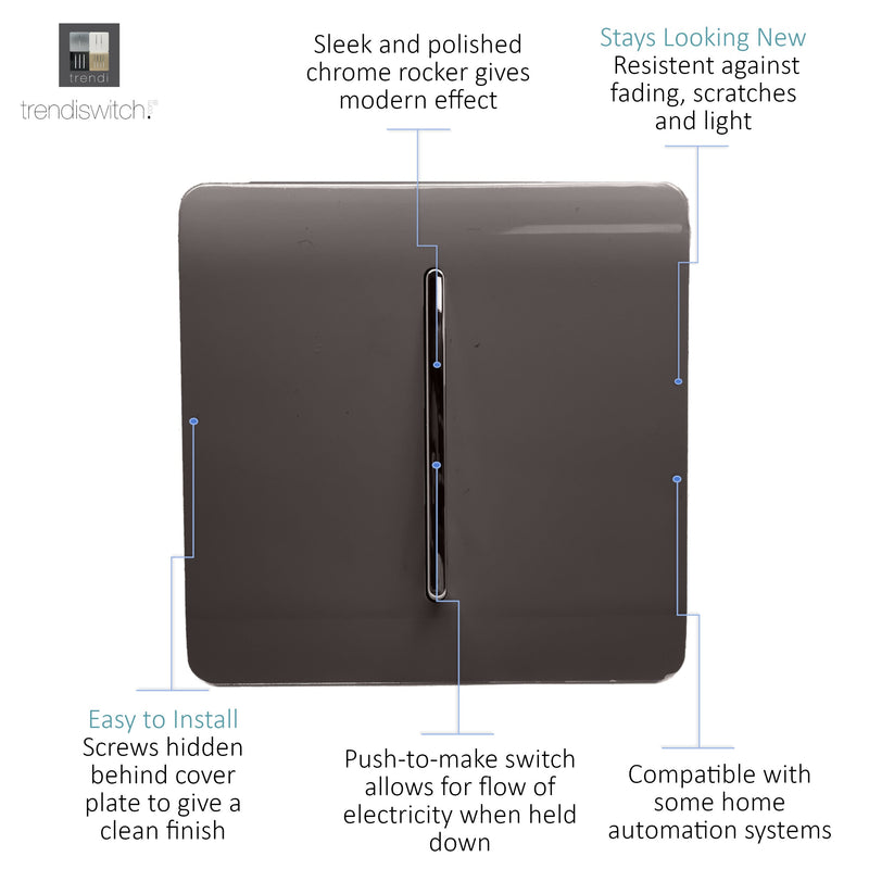 Load image into Gallery viewer, Trendi Switch ART-SSR1DB, Artistic Modern 1 Gang Retractive Home Auto.Switch Dark Brown Finish, BRITISH MADE, (25mm Back Box Required), 5yrs Warranty - 54183
